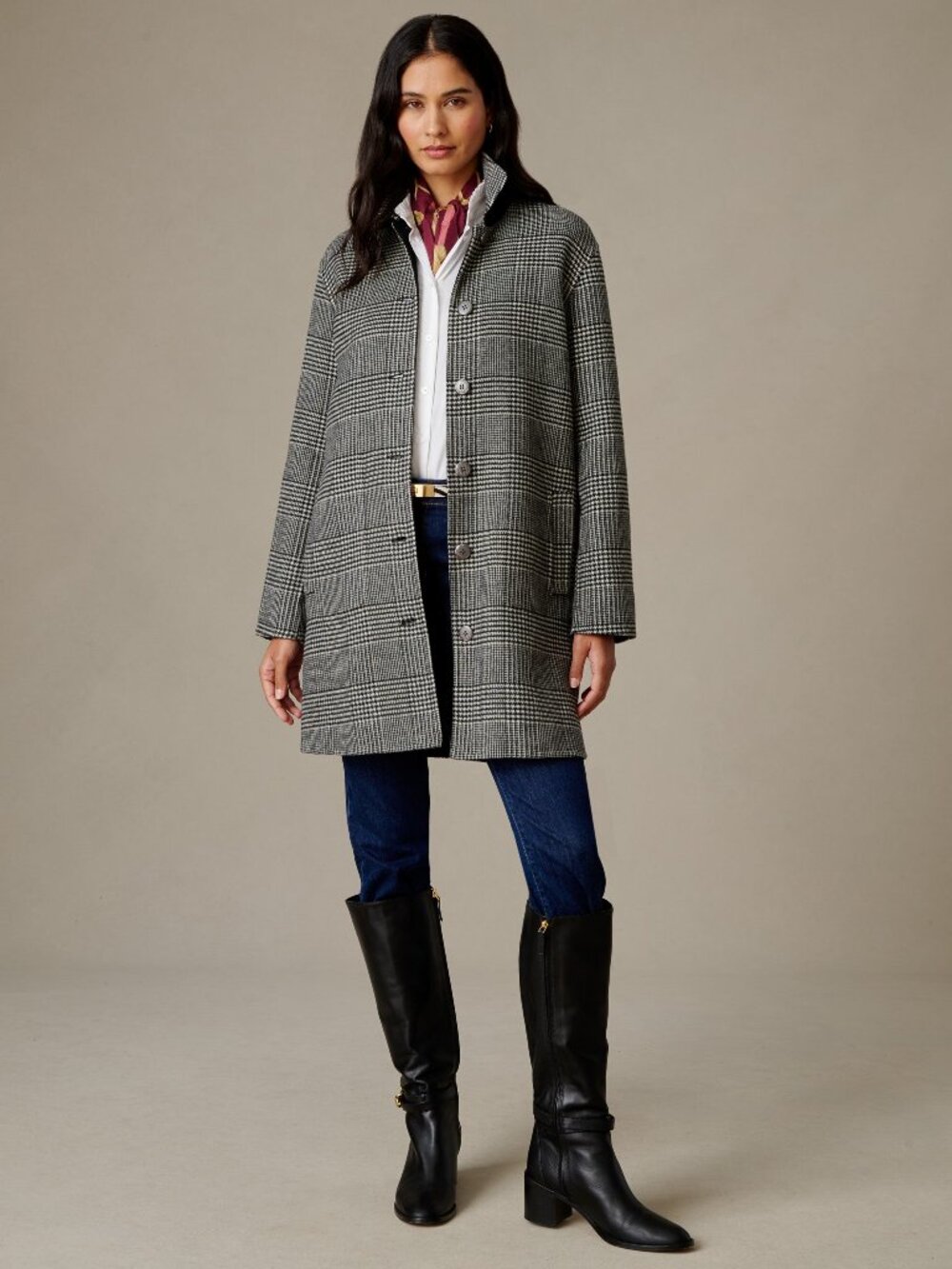 J McLaughlin Frade Reversible Coat in Glen Plaid - Black/White NEW
